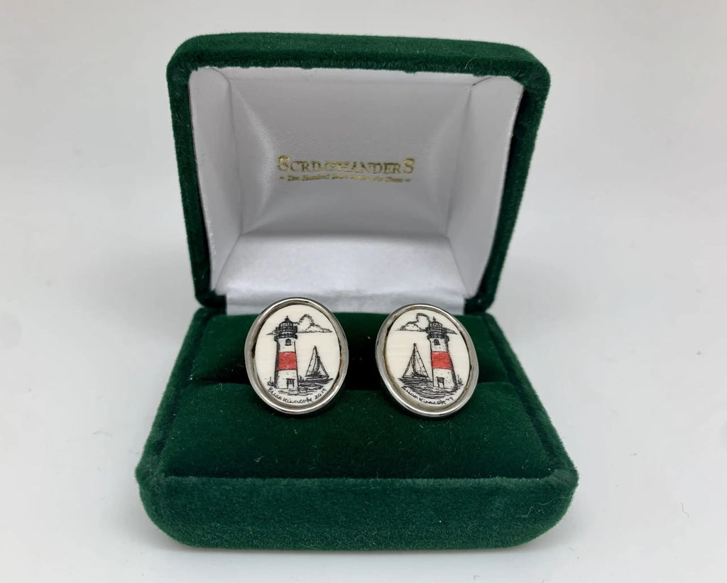 Cufflinks - Gold/silver Plated - Mammoth Ivory - Lighthouse