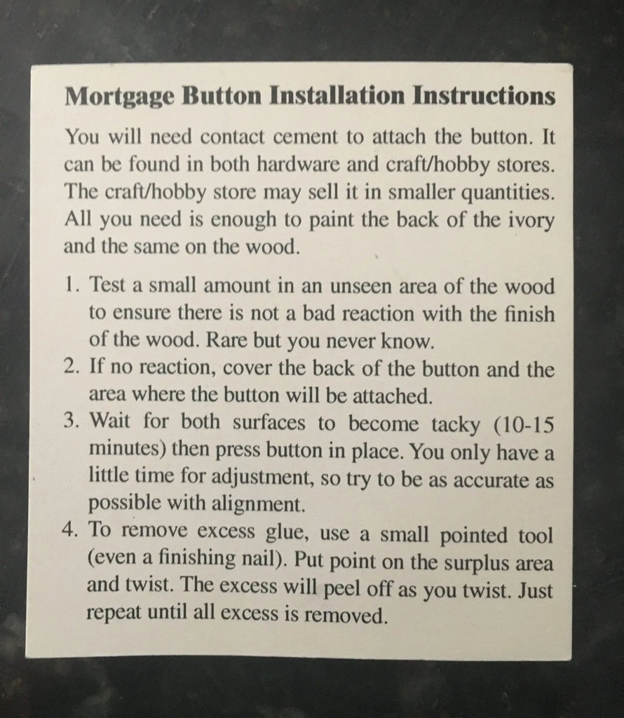 Mortgage (brag) Button - Asian Water Buffalo Horn - 1 Line