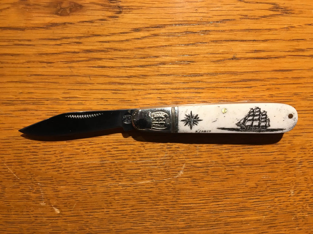 Barlow Rough Rider Pocket Knife W/scrimshaw - Single Blade