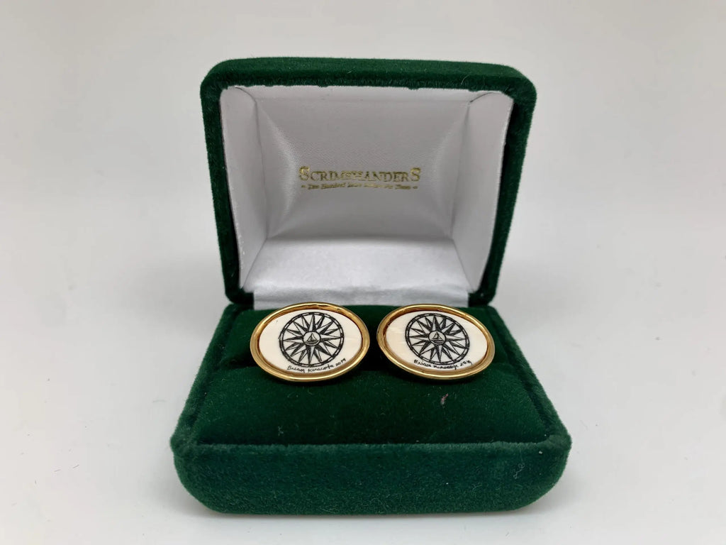 Cufflinks - Gold/silver Plated - Mammoth Ivory - Compass /