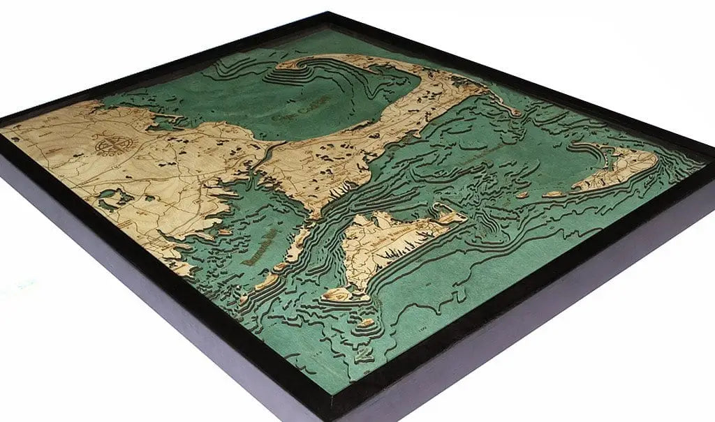 3d Nautical Wood Chart Of Cape Cod Ma - Large