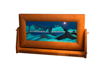 Exotic Sand Art - Ocean Blue With Original Sand Designs In a Wooden Frame By William Tabar