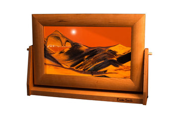 Exotic Sand Art By William Tabar: Large 9’x12’ Sunset-orange Desert Landscape In Wooden Frame