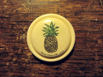 Circular Yellow Coaster With Pineapple Illustration For Mortgage (brag) Button - Bk