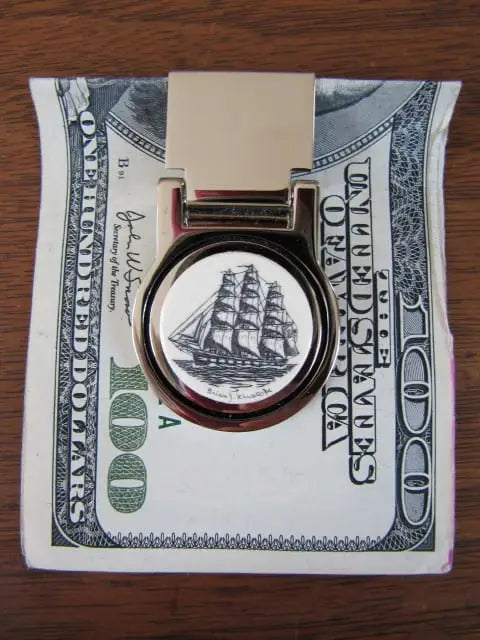 Money Clips- Hinged Style - Polymer - Ship / Silver
