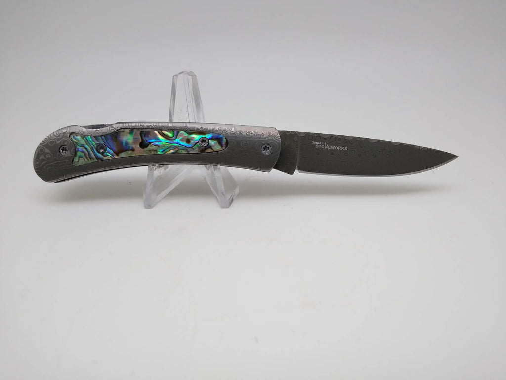 Santa Fe Stoneworks Pocket Knife - Damascus Blade & Handle -