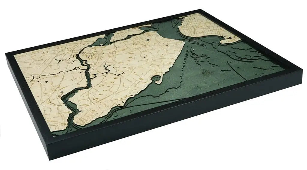 3d Nautical Wood Chart Of Staten Island Ny - Large