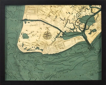 3d Nautical Wood Chart Of Cape May Nj - Small