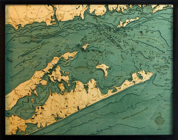 3d Nautical Wood Chart Of The Hamptons - Large