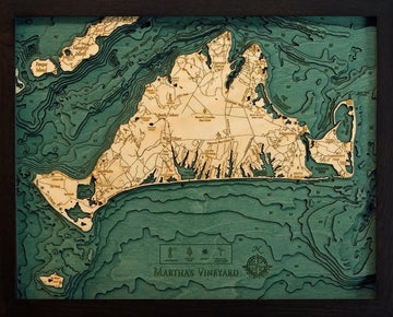 3d Nautical Wood Chart Of Martha’s Vineyard Ma - Small