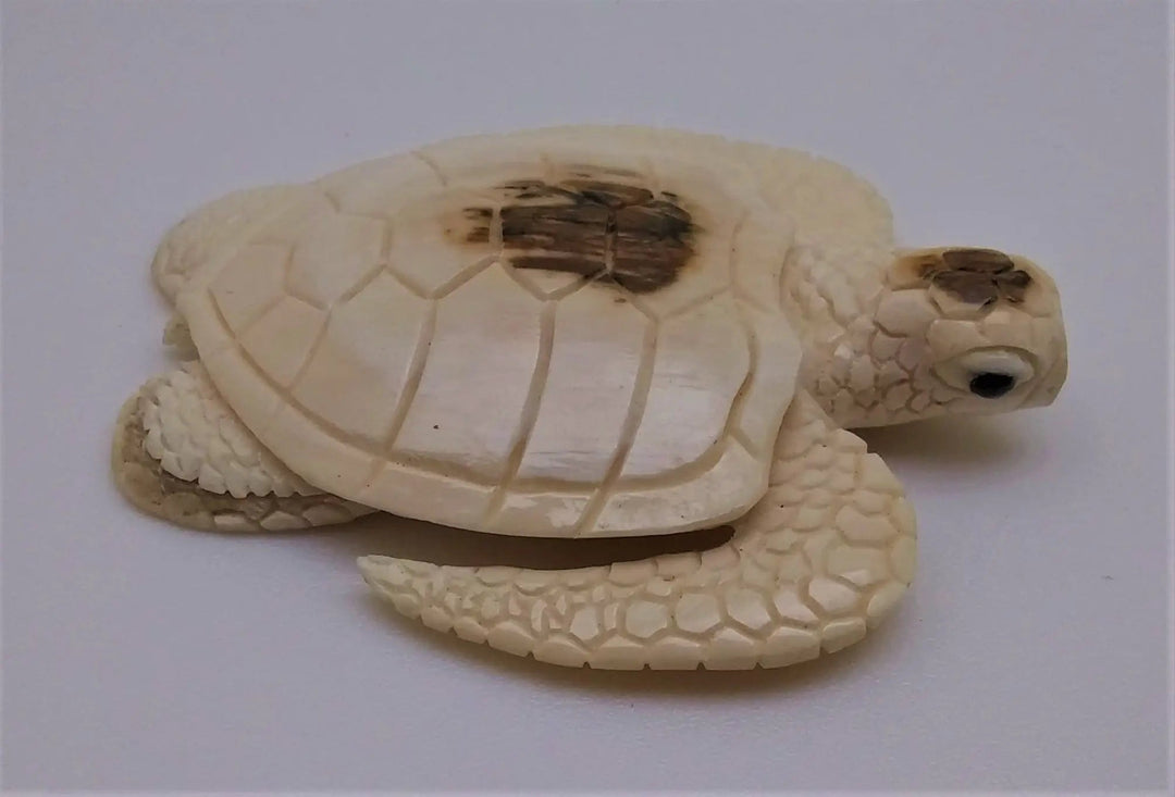 Balinese Carver Gustu: Hand-Carved Mammoth Ivory Sea Turtle – Scrimshanders