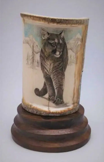 Mountain Lion On Mammoth Ivory