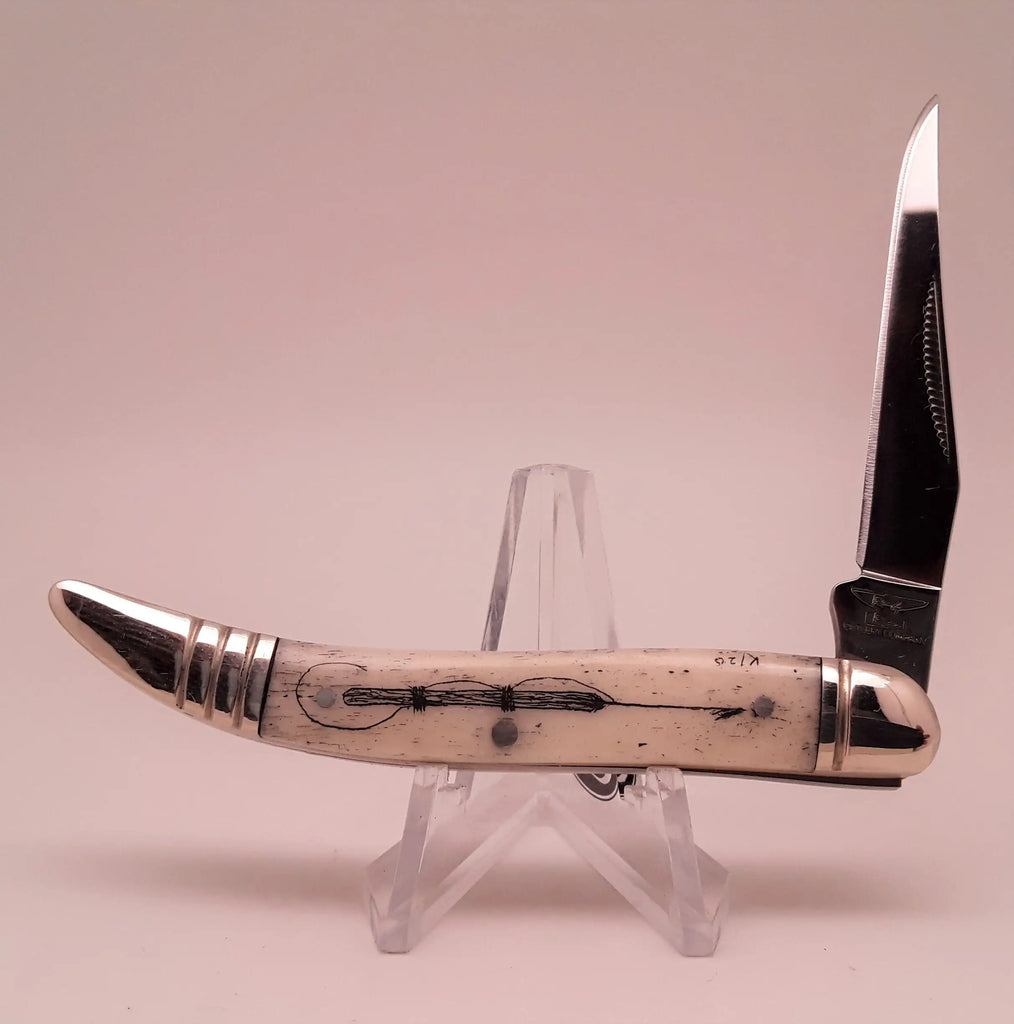 Toothpick Rough Rider Pocket Knife - Ox Bone Scrimshaw