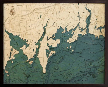Darien Ct 3-d Nautical Wood Chart Large 24.5″ x 31″